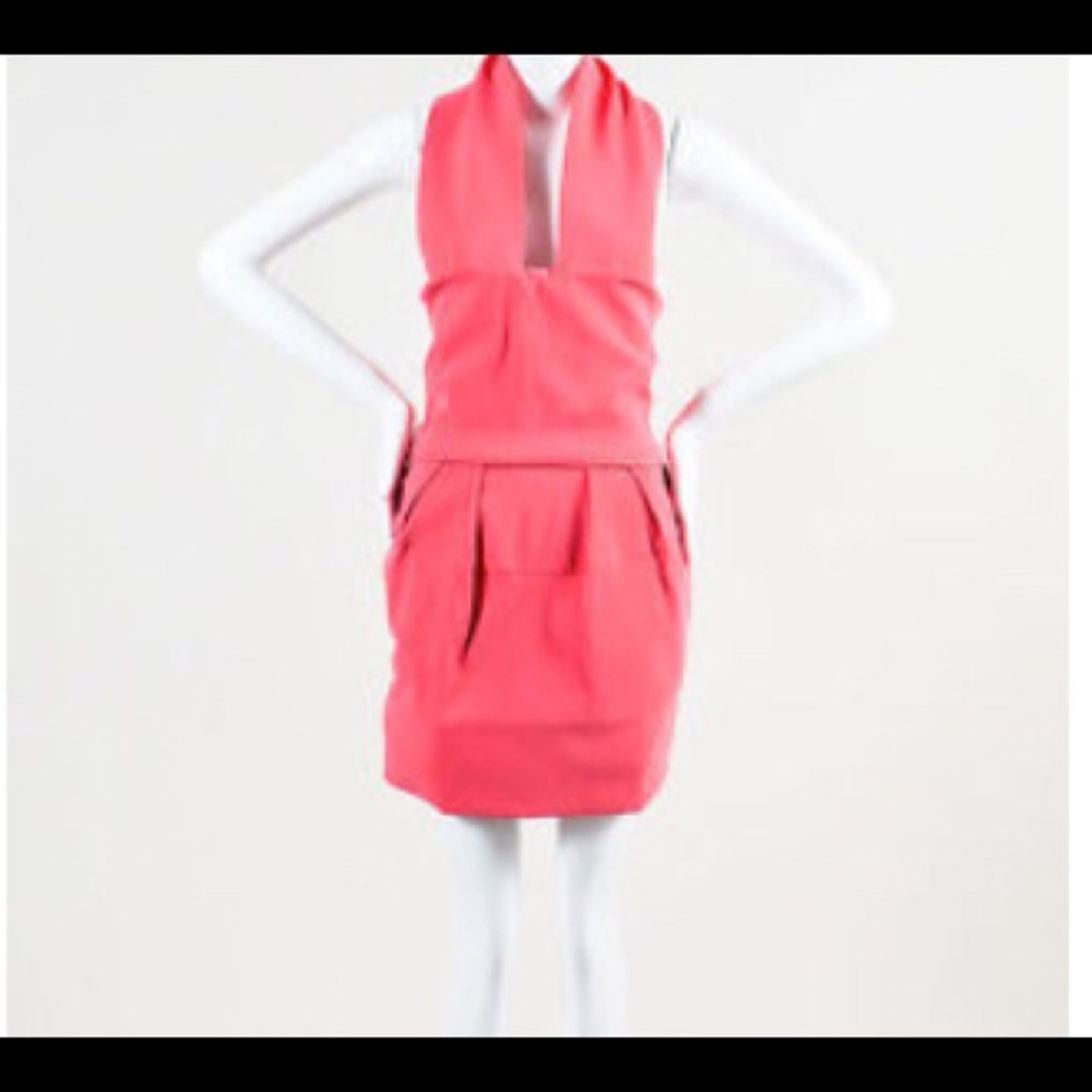 PREEN by Thornton Bregazzi Coral Pink Halter Dress